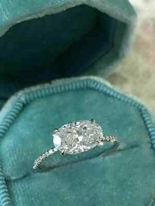 3.50 Ct Oval Cut Lab Created Diamond Engagement Ring 14k White Gold Plated - Picture 1 of 5