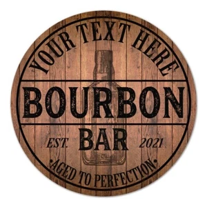 Personalized Bourbon Bar 14" Round Wood Sign Home Bar Decor Gift B3-00140053001 - Picture 1 of 7