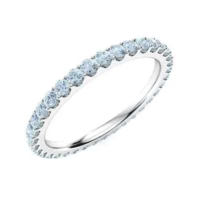 Anillo de eternidad de boda aguamarina enchapado en oro blanco de 14K regalo para mujer Foto 1 de 4