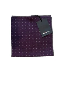 Nuevo con etiquetas Pañuelo de Bolsillo Kiton - Gris Púrpura 90% Lana 10% Seda 15x15 - Imagen 1 de 4