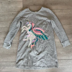 Monsoon Grey Sparkly Jumper Dress with Sequin Unicorn. Age 9-10 years - Picture 1 of 4