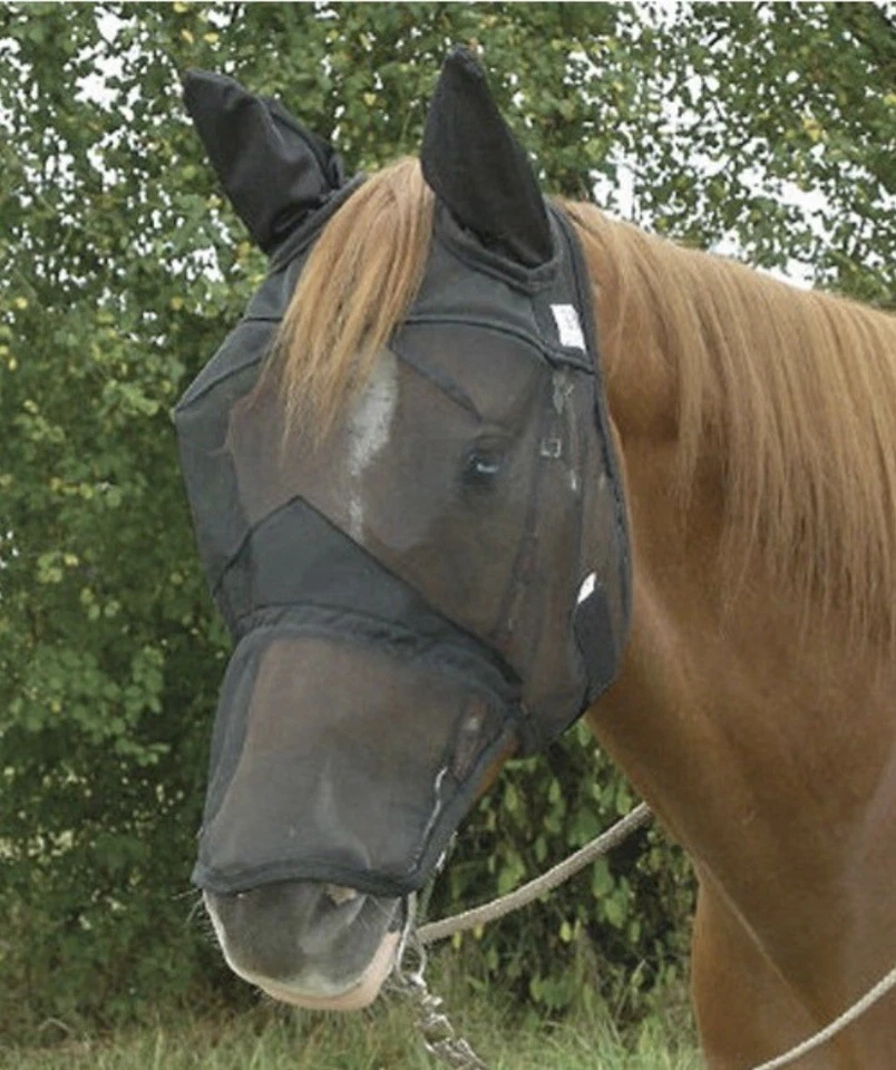 Sheldon FLY MASK WITH Forelock Hole and  DETACHABLE NOSE NET BNWT. Pony/Cob/Full - Image 1 of 1