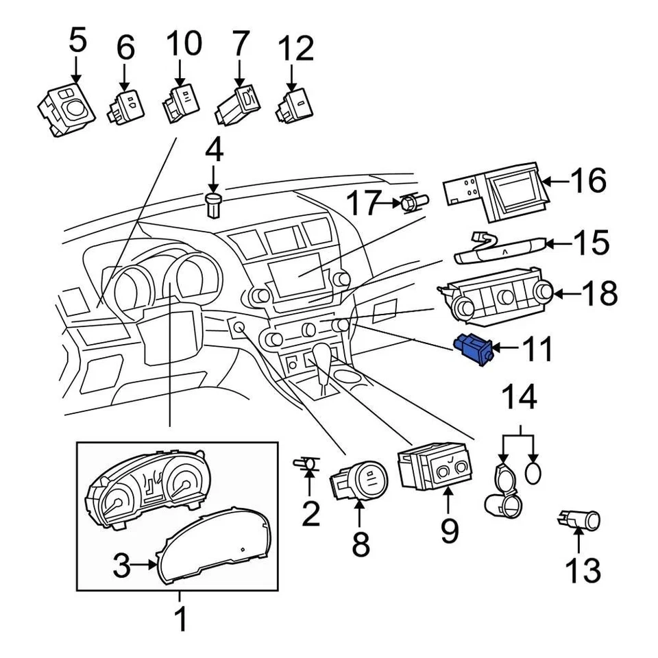 For Toyota Highlander 2010-2013 Toyota 849300T011 Back Glass Release Switch Foto 1 de 3