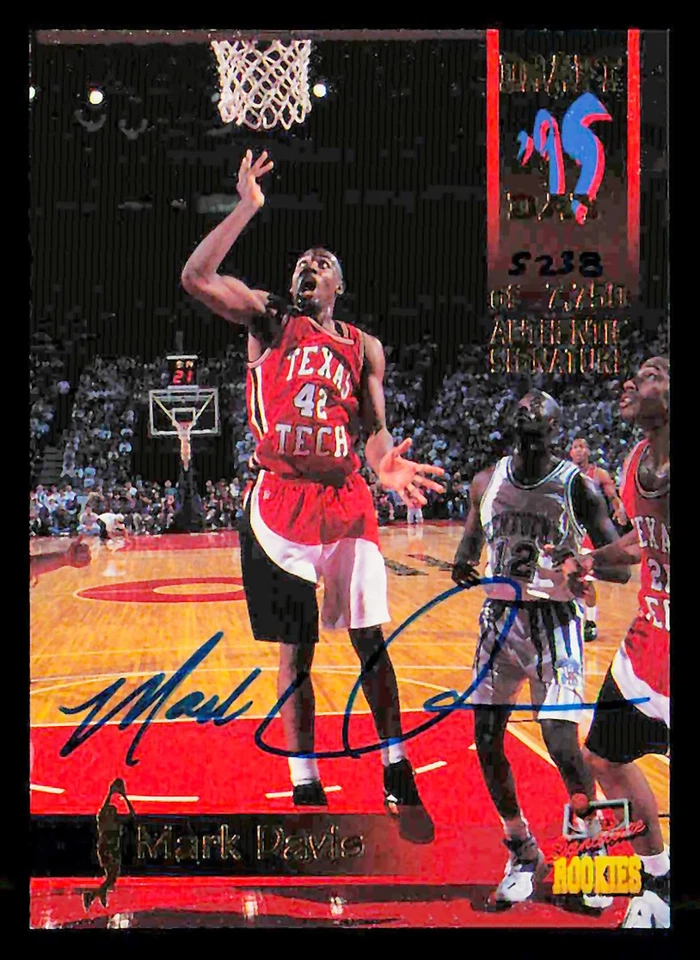 Signature Rookies Draft Day 1995 #9 Mark Davis/7750 Auto Signatures Texas Tech Foto 1 de 2