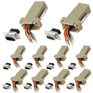 10PCS DB9 Male Female Ethernet Adapter, 9 Pin Serial Port Male Female to RJ45... - Picture 1 of 7