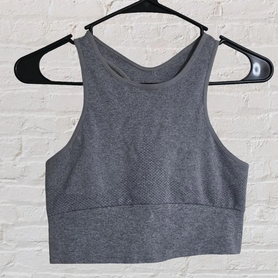 Sutiã esportivo feminino Free People cinza gola alta tamanho M/L roupa ativa treino - Imagem 1 de 4