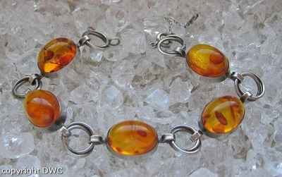 Bernsteinarmband Silber Armband mit Bernstein  830 Silber 19,5 cm fein - Bild 1 von 4