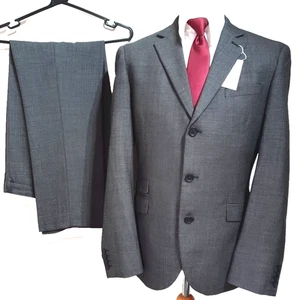 Next Alfred Brown mens 2 pce suit TAILORED FIT Ch42"R W36" L31"Charcoal Birdseye - Picture 1 of 17