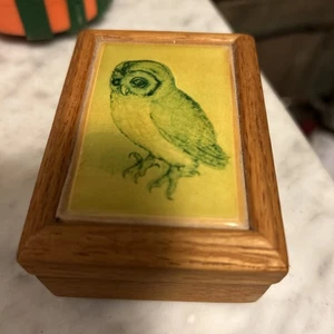 Vintage Kimberly Enterprises Graphic Art Tile Trinket Box BARN OWL 3.5x2.5x2 - Picture 1 of 5