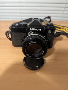 NIKON FE BLACK CAMERA BODY WITH NIKON AI-S NIKKOR 50mm F/1.4 LENS - Picture 1 of 17