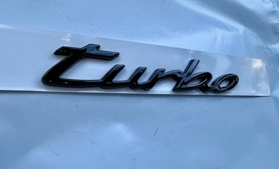 20+ Gloss Black Porsche TURBO Logo Letters Rear Badge Liftgate Emblem Deck Lid - Image 1 of 3