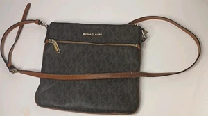 Michael Kors Bedford Signature Crossbody Leder Tasche Handtasche MK All Over Logo  - Bild 1 von 5