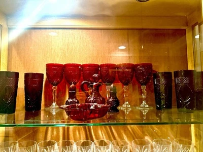 Ruby Red Vintage Glassware And Tableware Set - Image 1 of 4