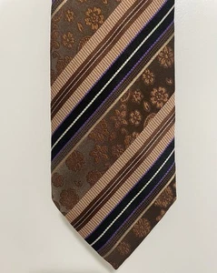 Steve Harvey Men’s Silk Tie Brown Diagonal Stripes Handmade Classic Neckwear - Picture 1 of 6