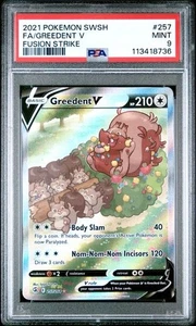 2021 POKEMON SWORD & SHIELD FUSION STRIKE #257 FULL ART/GREEDENT V PSA 9 - Picture 1 of 2