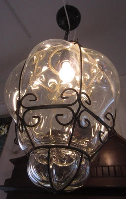 Klassische große Murano Glas Deckenlampe in Metallgestell eingeblasenes Glas - Bild 1 von 4