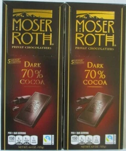2 MOSER ROTH PREMIUM CHOCOLATE DARK 70% COCOA 5-BAR 4.4-oz PACKS - Picture 1 of 3
