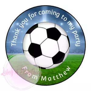 Personalised Football Background Birthday Stickers Party Thank You Sweet Cone - Picture 1 of 1