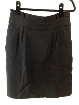 Falda para mujer Kate Spade negra recta mezcla de lana viscosa cintura alta talla 8 Foto 1 de 4