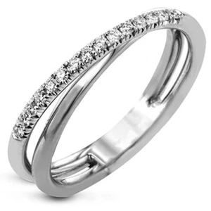 Two Tone 925 Silver Rings Fashion Women Cubic Zirconia Wedding Ring Size 6-10 - Picture 1 of 5