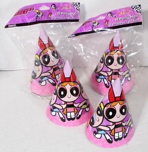 POWERPUFF GIRLS vintage 2001 CARTOON NETWORK 16 PARTY HATS MISB SEALED 2 packs - Picture 1 of 6