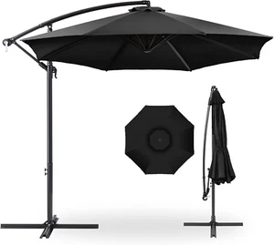 10Ft Offset Hanging Market Patio Umbrella W/Easy Tilt Adjustment, Polyester Shad - Picture 1 of 7