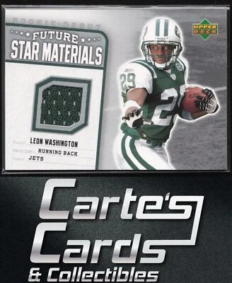 Leon Washington 2006 Upper Deck Rookie Debut FSM-LW Future Star Materials Silver - Image 1 of 2