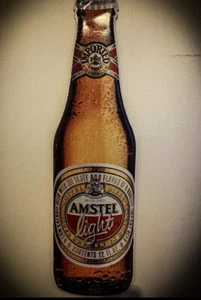 Amstel Light Beer Bottle Tim Sign Perfect For Home Bar Or Man Cave 30” H 11”L - Picture 1 of 2