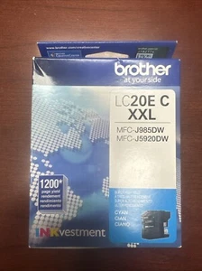 Brother LC20EC XXL Cyan Ink Cartridge INKvestment Genuine Original Exp:08/2019 - Picture 1 of 3
