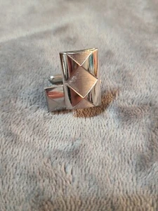 Silver Tone Rectangle Diamond Design Mixed Texture Cufflinks Swank Vintage - Bild 1 von 9