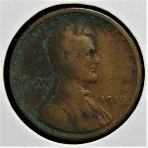 1919 P US Lincoln Wheat Penny 1 Cent Copper Coin - Ugly - Picture 1 of 2