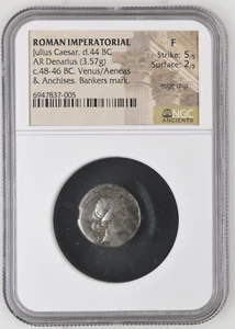 Römisches Imperatorium - Julius Caesar - 49-44 v. Chr. - Silberdenar - NGC F - C458/1 - Bild 1 von 5