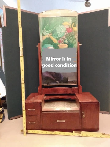 VINTAGE Japanese Kyodai Vanity Mirror Tansu+Drawers NonProfit Educational Org Cover