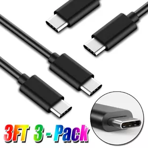 3 Pack 3FT USB-C to USB-C Cable Fast Charge Type C Charging Cord Rapid Charger - Picture 1 of 17