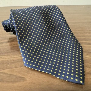 PAUL STUART TIE MENS BLUE GOLD SILK POLKA DOT Width: 4" Length: 57" NECKTIE - Picture 1 of 6