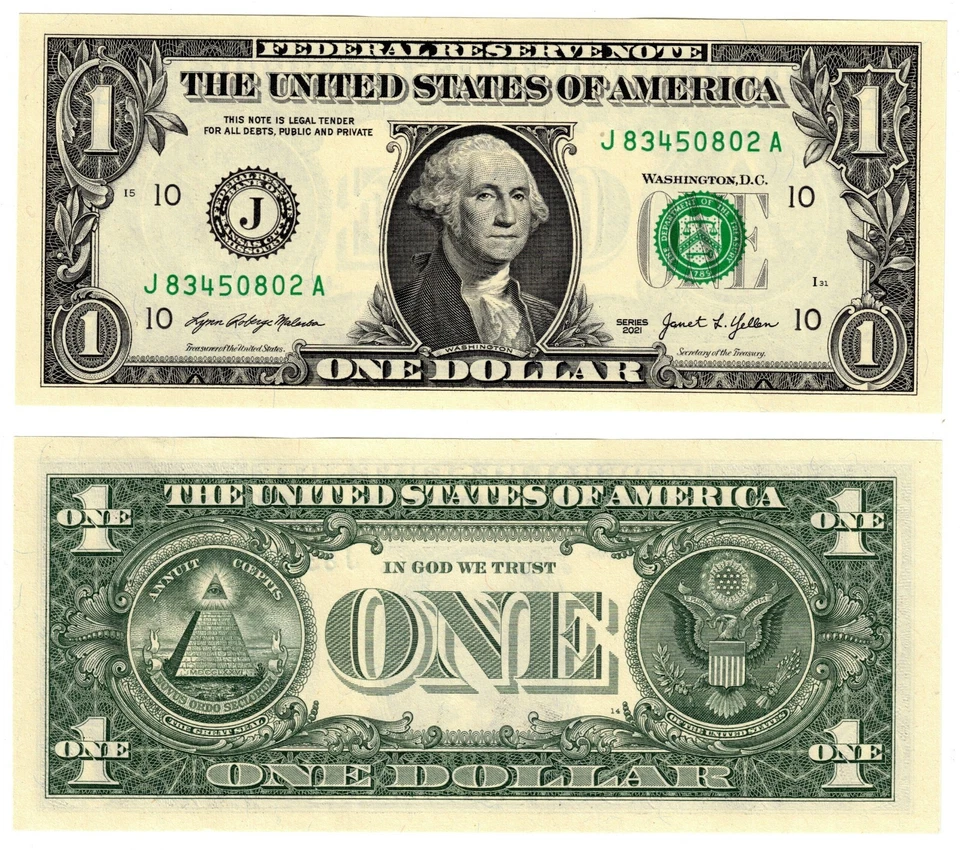 2021 USA 1 Dollar Banknote United States of America UNC P549  J - Kansas City MO - Image 1 of 1