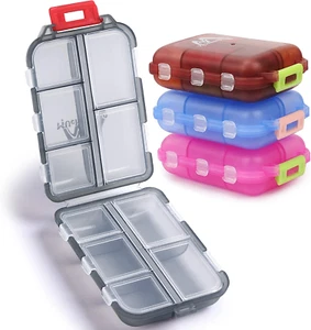 4 Pack Pill Case Portable Small Weekly Travel Pill Organizer Portable Pocket Pil - Picture 1 of 12