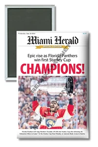 2024 Miami Herald Florida Panthers NHL Stanley Cup Final Champions 2 x 3 imán - Imagen 1 de 3