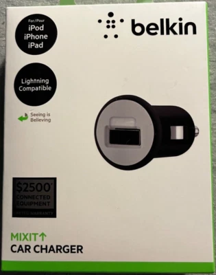 Cargador de Coche Belkin Mixit Puerto USB 2.1 Amp Compatible con iOS Negro Nuevo en Paquete Foto 1 de 2