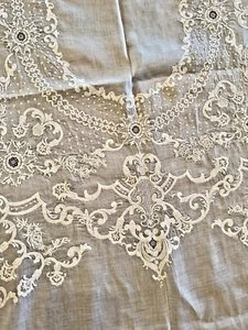 Lovely Vintage White Gauze 10’ Long Banquet Tablecloth & 20 Napkins - Picture 1 of 11