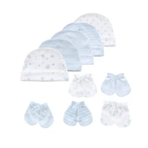 Baby Hat and Mittens Set Newborn Cotton Caps for Baby Boys Girls 0-6 Months - Picture 1 of 6