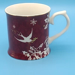 2010 Starbucks Coffee Mug Christmas Rosanna Red White Doves Snowflakes & Holly - Picture 1 of 8
