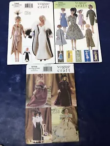11.5” Lot Of 3 Patterns Outfits For Barbie Sized Fashion Dolls Vogue Craft #op3 - Picture 1 of 24