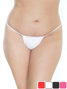 Plus Size Thong Low Rise G-String Womens Panty Black Pink Red White - Picture 1 of 13