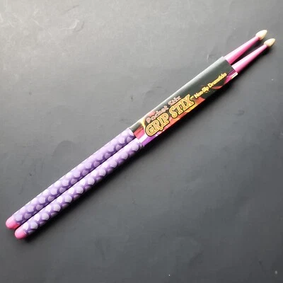 Pocket Stix Grip Stix 15" Non Slip Wooden Drumsticks Pink & Purple New - Image 1 of 4