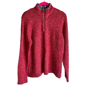 WOOLRICH rubinroter lässiger Damenpullover mit Viertelreißverschluss vorne, L - Bild 1 von 8