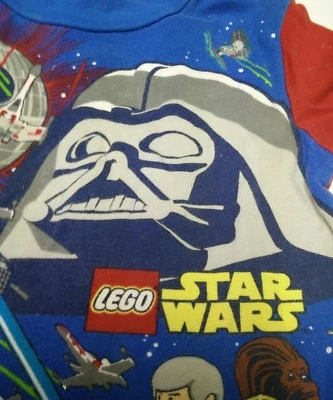Star Wars Lego Figures Blue 100% Cotton red short sl Shirt Pajamas Pjs Boys sz 8 - Image 1 of 4