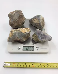 CUATRO ESPECÍMENES DE ÁGATA DE ENCAJE AZUL ~ 1,2 KILOS ~ ROCA ÁSPERA ~ LAPIDARIA ~ STONECRAFT - Imagen 1 de 2