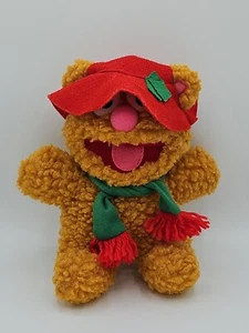 Vintage 1987 Jim Henson Baby Fozzie Bear Plush Removable Hat Scarf Christmas 9" - Picture 1 of 7