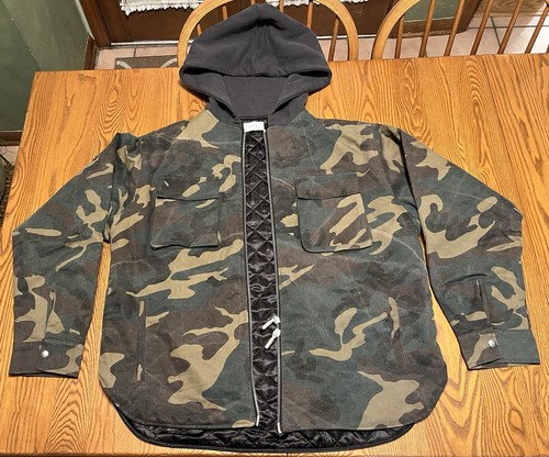 Giacca utility mimetica con cappuccio Rhude taglia Large trapuntata foderata zip mimetica uomo